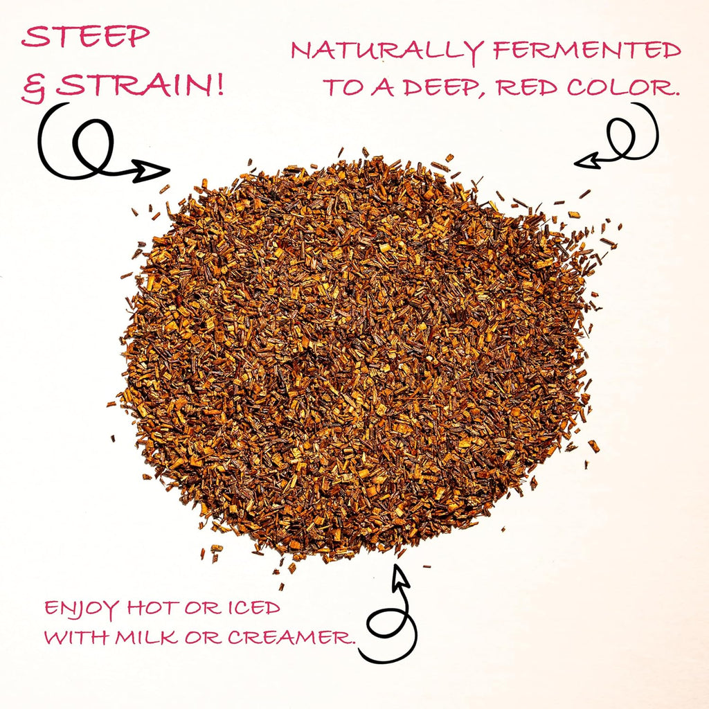 Worldwide Botanicals Organic Red Rooibos Tea – 8oz - 100% South African Aspalathus linearis – Loose Leaf, Cut and Sifted - Resealable Bag for Freshness