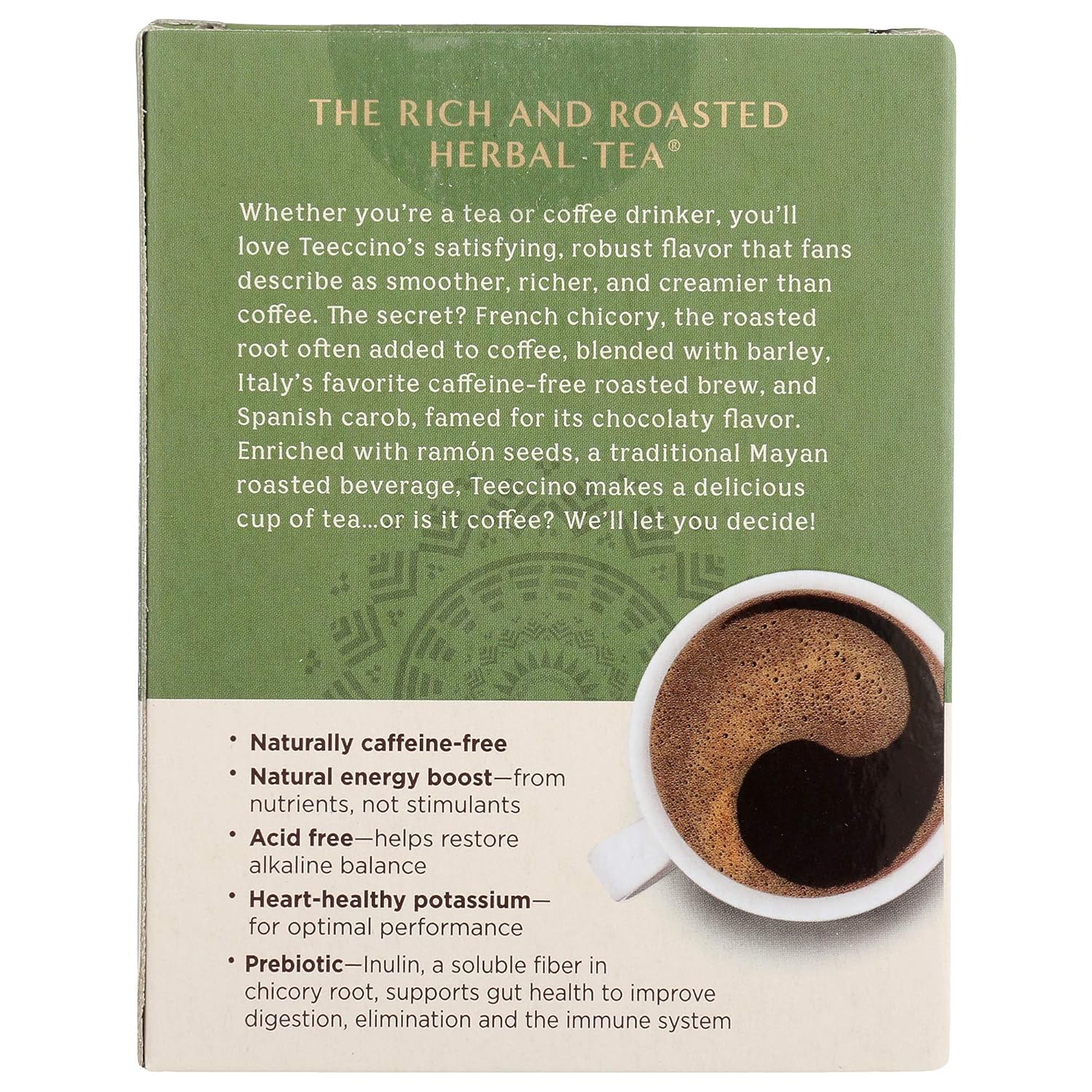 Teeccino French Roast Herbal Tea - Rich & Roasted Herbal Tea That’s Caffeine Free & Prebiotic for Natural Energy, Coffee Alternative, 10 Tea Bags (Pack of 6)