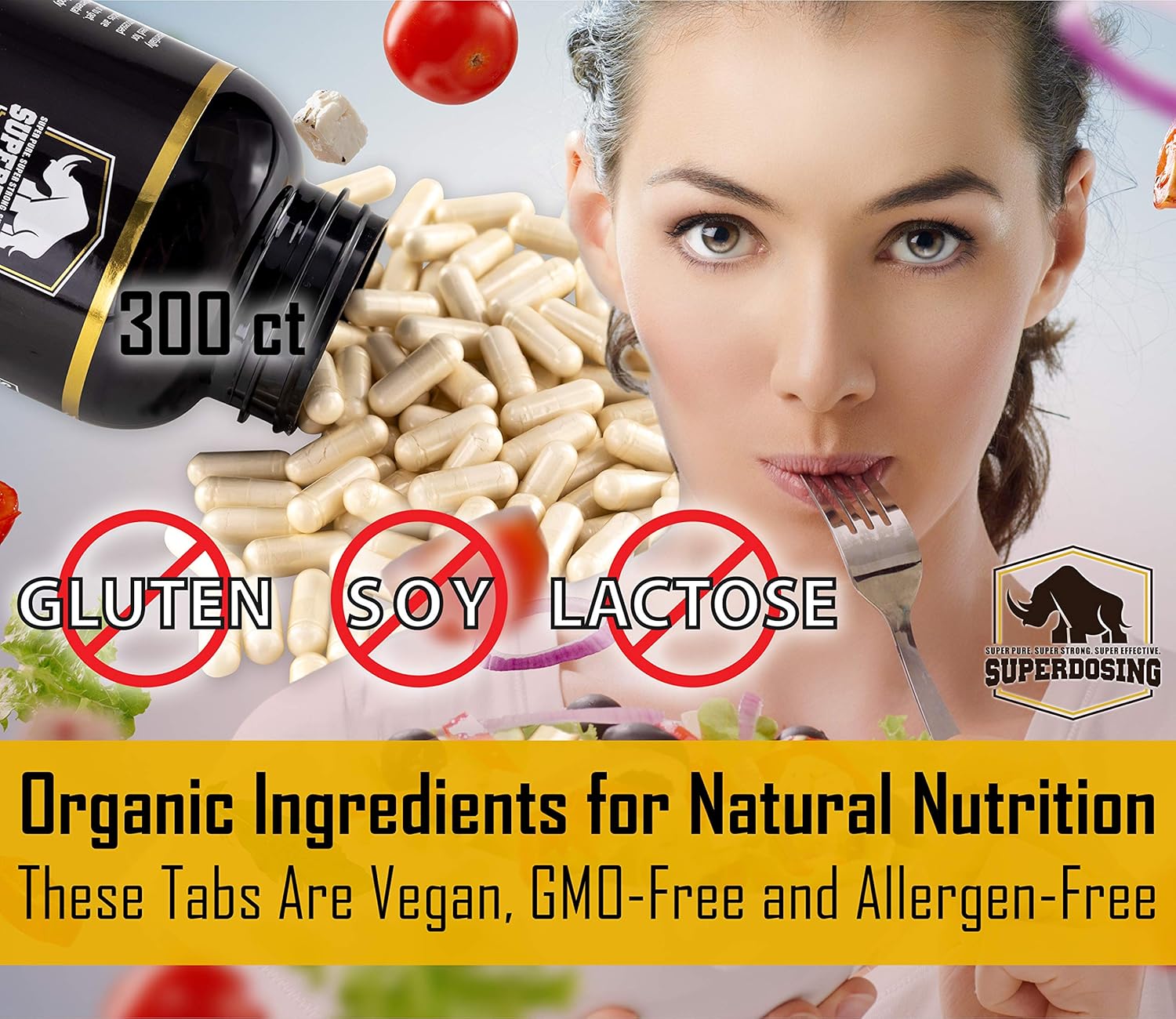 Fast Acting, Organic Acacia Senegal Fiber Capsules 300pk. Natural Soluble Fiber Supplement Pill. Vegan Prebiotic Capsules.