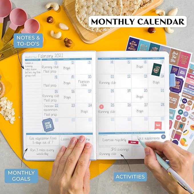 Legend Wellness Planner & Food Journal – Daily Diet & Health Journal with Weight Loss, Measurement & Exercise Trackers – Lifestyle & Nutrition Diary – Lasts 6 Months, A5 size – Periwinkle