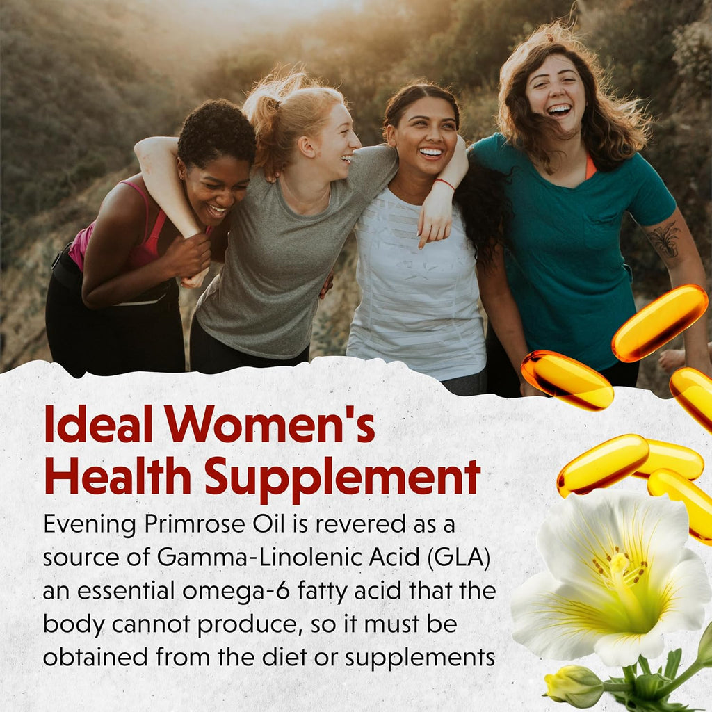 Barlean's Evening Primrose Oil Capsules, GLA Supplement for Men and Women, Healthy Skin, Immune Support and Bone Strength 1300mg Softgels, 120 Count