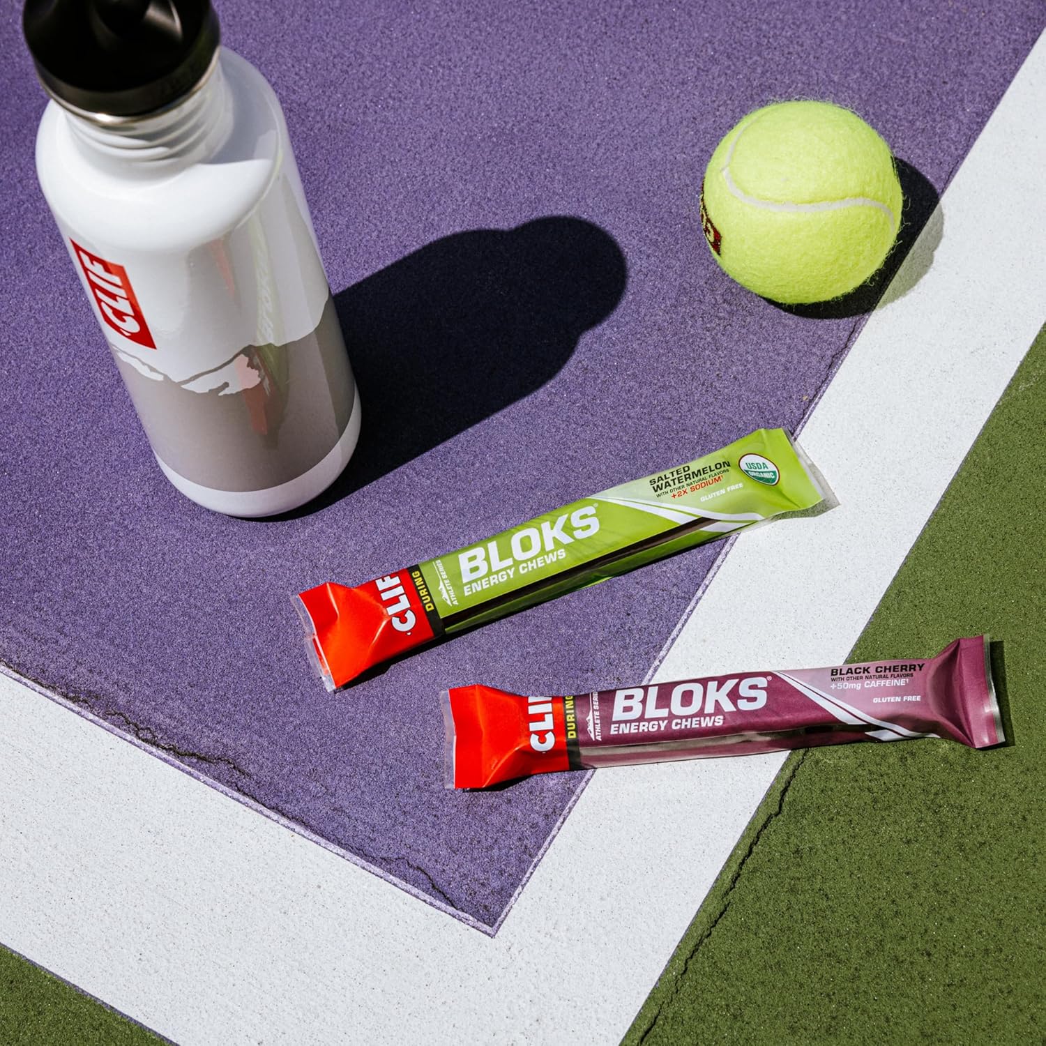 CLIF BLOKS - Black Cherry Flavor with Caffeine - Energy Chews - Non-GMO - Plant Based - Fast Fuel for Cycling and Running - Quick Carbohydrates and Electrolytes - 2.12 oz. (18 Count)