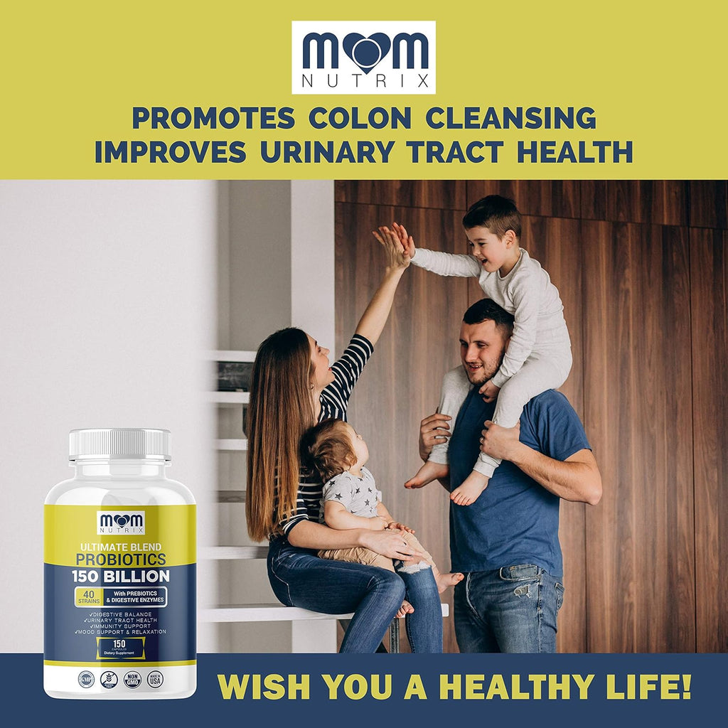 Probiotics 150 Billion CFU - 40 Strain Probiotics for Women, Probiotics for Men and Adults - Shelf Stable Probiotic with Organic Prebiotic - Acidophilus Probiotic - 150 Capsules - Made in USA