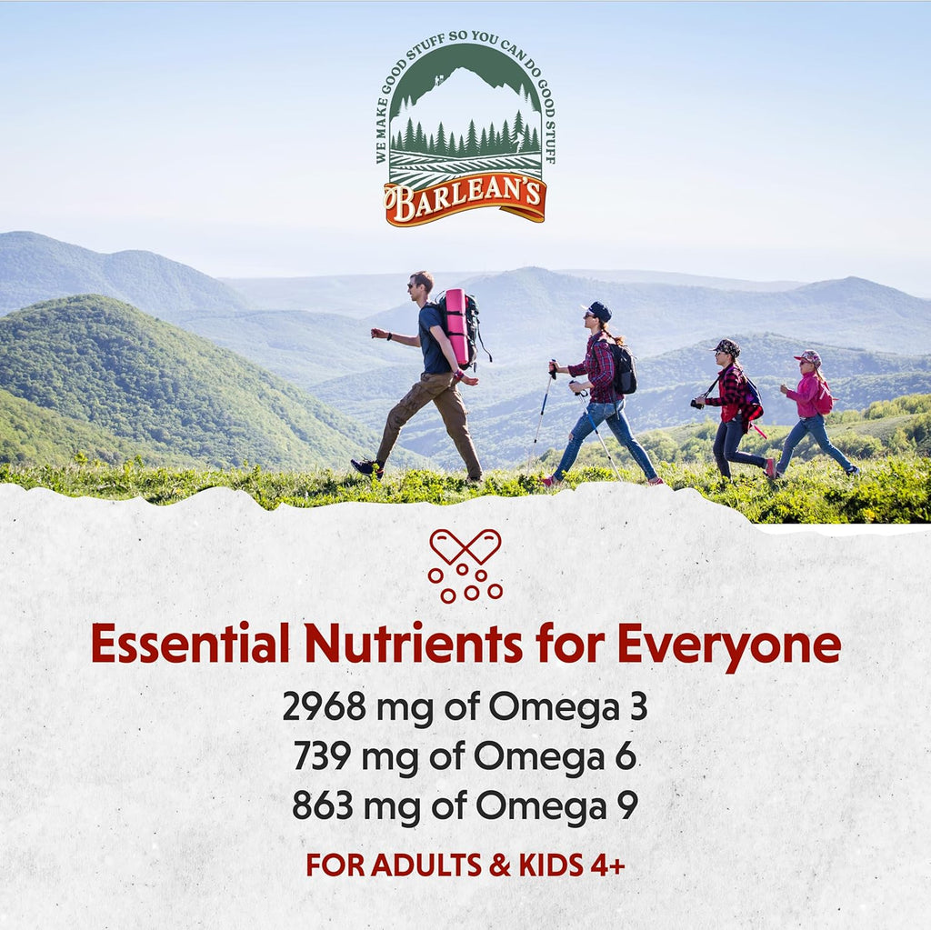 Barlean's Vegan Omega 3 6 9 Flaxseed Oil Liquid Supplement, BlackBerry Smoothie, Flax Seed Oil, 2,968 mg ALA Fatty Acid, Non-GMO and Gluten Free, 16 oz