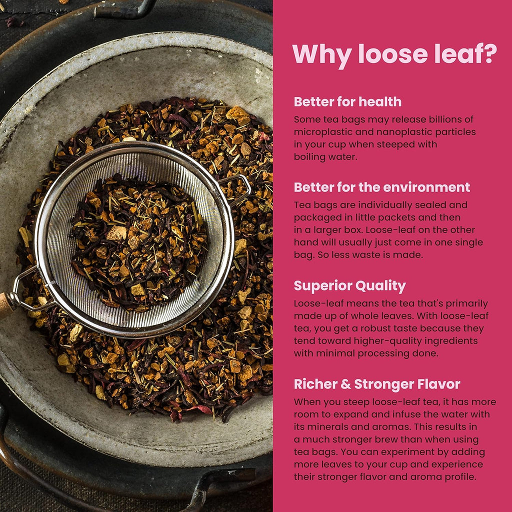 Gardenika Organic Cinnamon Hibiscus Loose Leaf Tea | Natural & Antioxidant Rich | Caffeine-Free | 55+ Cups | USDA Organic & Kosher | 4 oz