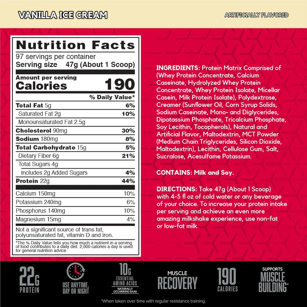 BSN SYNTHA-6 Whey Protein Powder, Micellar Casein, Milk Protein Isolate Powder, Vanilla Ice Cream, 97 Servings (Package May Vary)