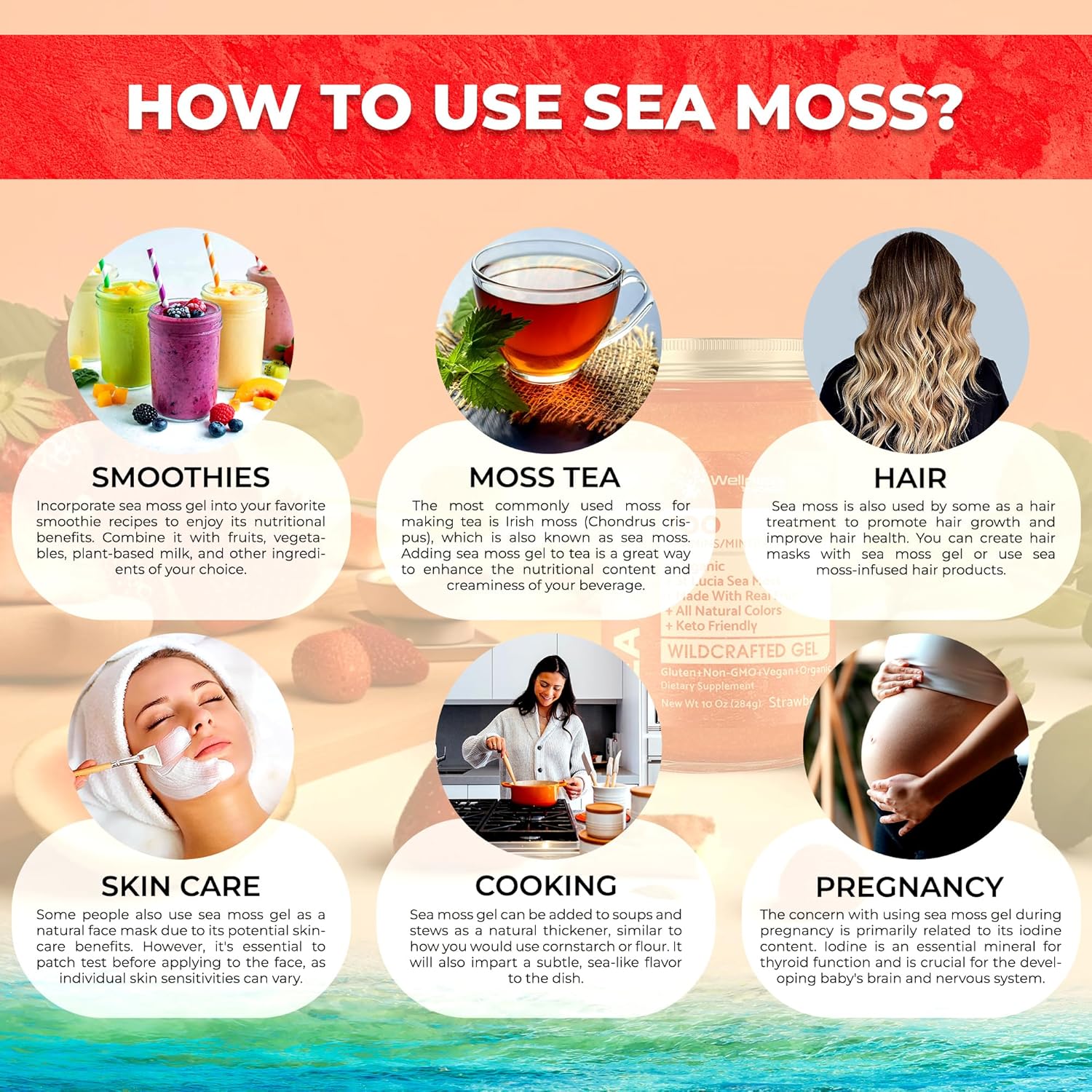 Irish Sea Moss Gel Raw - Wildcrafted Superfood Seamoss Gel - Strawberry Flavor, Vitamin and Mineral-Rich from Pristine Caribbean Waters, Immune and Digestive Health Support - 10 oz.