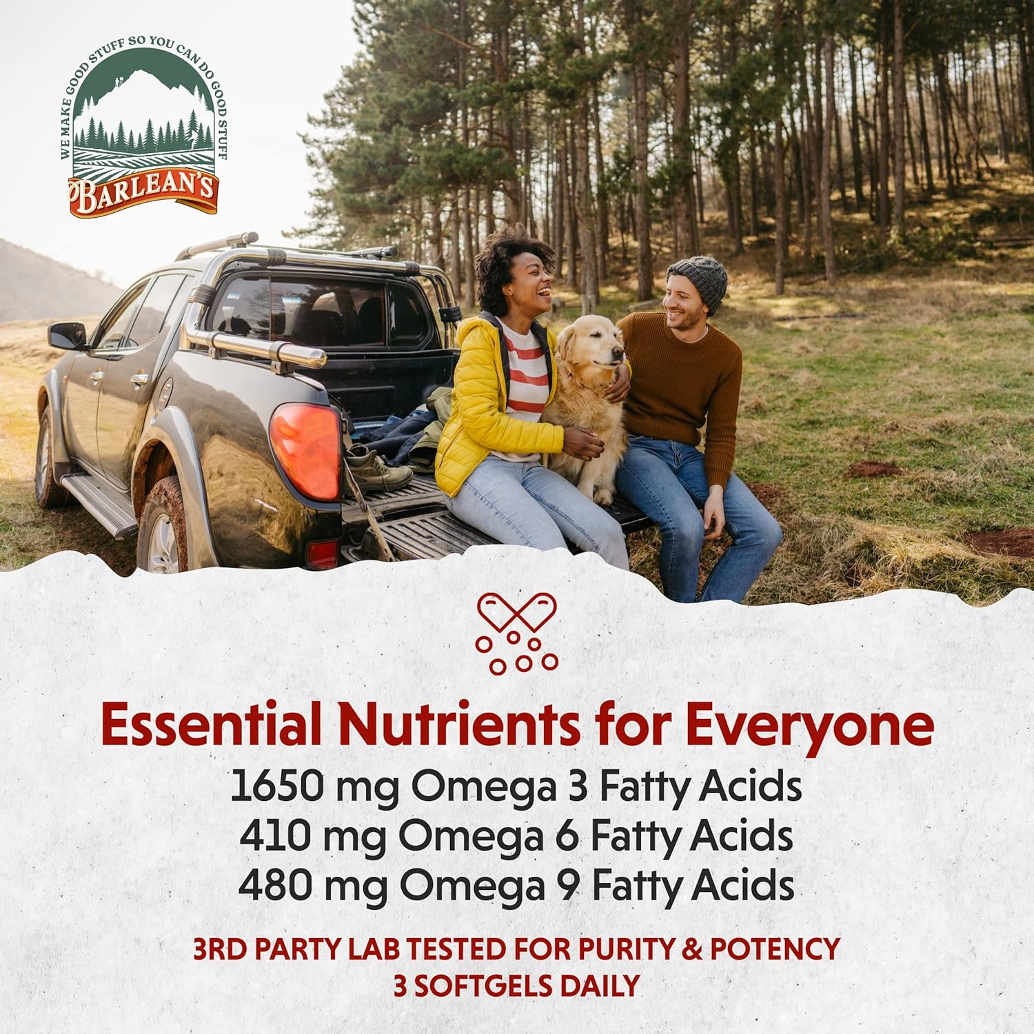 Barlean's Omega 3 6 9 Flaxseed Oil Supplements, Cold-Pressed Flax Seed Supplement Softgels with 1650 mg ALA Fatty Acids, 100 Count