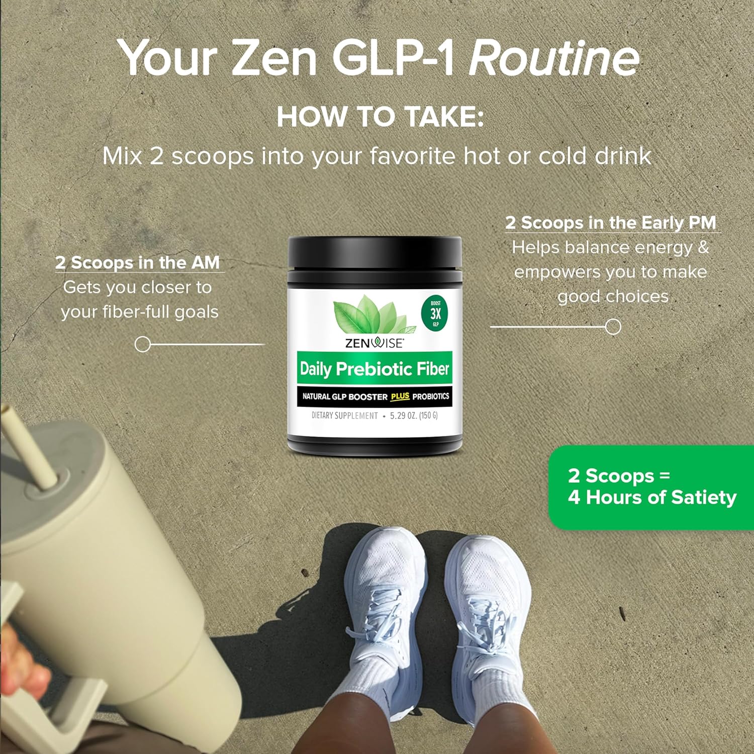 Zenwise Health ZenGLP-1, Natural GLP-1 with Metabolic Probiotics to Help Control Hunger & Cravings and Support Digestive Health - GLP-1 Supplement Support for Women & Men - 15-Day Serving