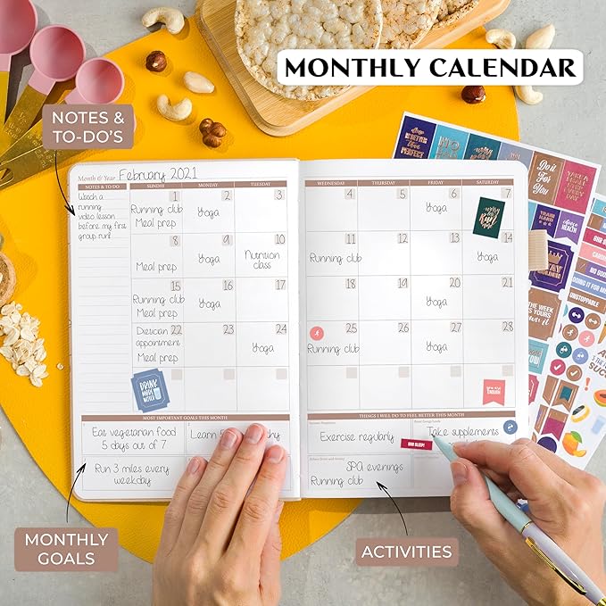 Legend Wellness Planner & Food Journal Pocket – Daily Diet & Health Journal with Weight Loss, Measurement & Exercise Trackers – Lifestyle & Nutrition Diary – Lasts 6 Months, 3.9x6.3″ – Seashell