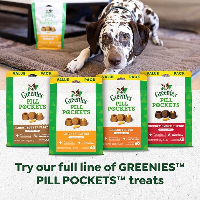 Greenies Pill Pockets for Dogs Large Size, Dog Treat Pouch for Capsule Medication, Hickory Smoke Flavor, 15.8 oz. Pouch