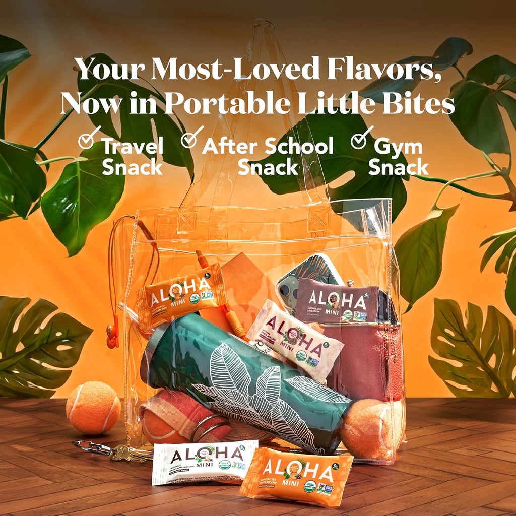 ALOHA Organic Plant Based Protein Bar MINIS | Variety Pack | 20 Count, 24g Bars | Vegan, Low Sugar, Gluten Free, Low Carb, Non-GMO, Stevia Free, Soy Free, No Sugar Alcohols