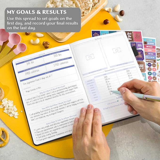Legend Wellness Planner & Food Journal – Daily Diet & Health Journal with Weight Loss, Measurement & Exercise Trackers – Lifestyle & Nutrition Diary – Lasts 6 Months, A5 size – Black