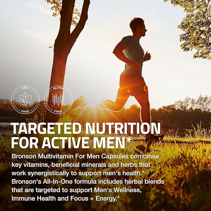 Bronson Multivitamin for Men All-in-One Daily Coverage Formula Key Vitamins, Minerals & Herbs to Support Men's Health, 60 Capsules