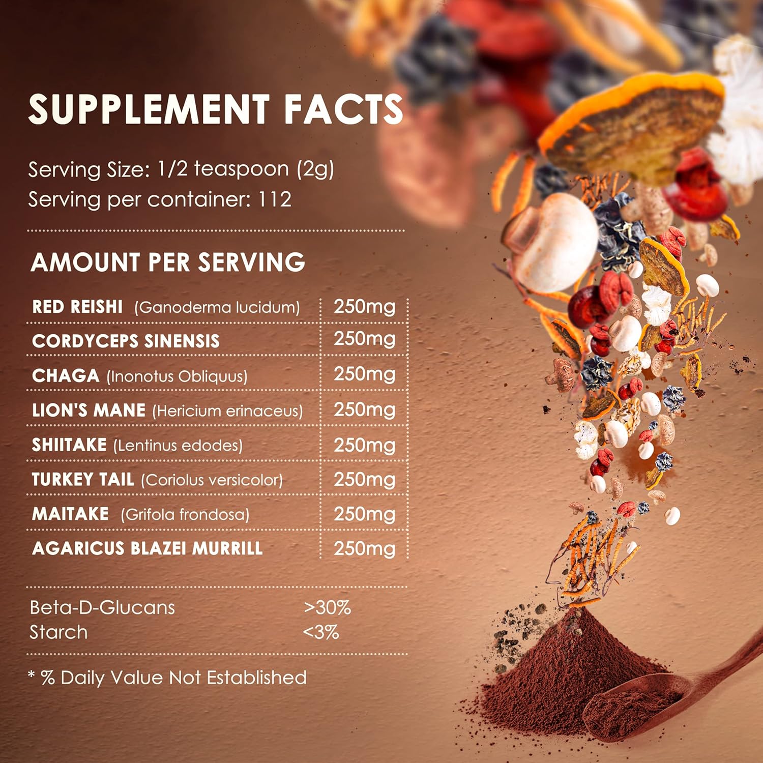KIKI Green 8 Mushrooms Powder Extract - Supplement Blend 8 oz - Lion's Mane, Reishi, Chaga, Cordyceps, Maitake, Shiitake - for Focus and Energy - Add to Coffee and Smoothies