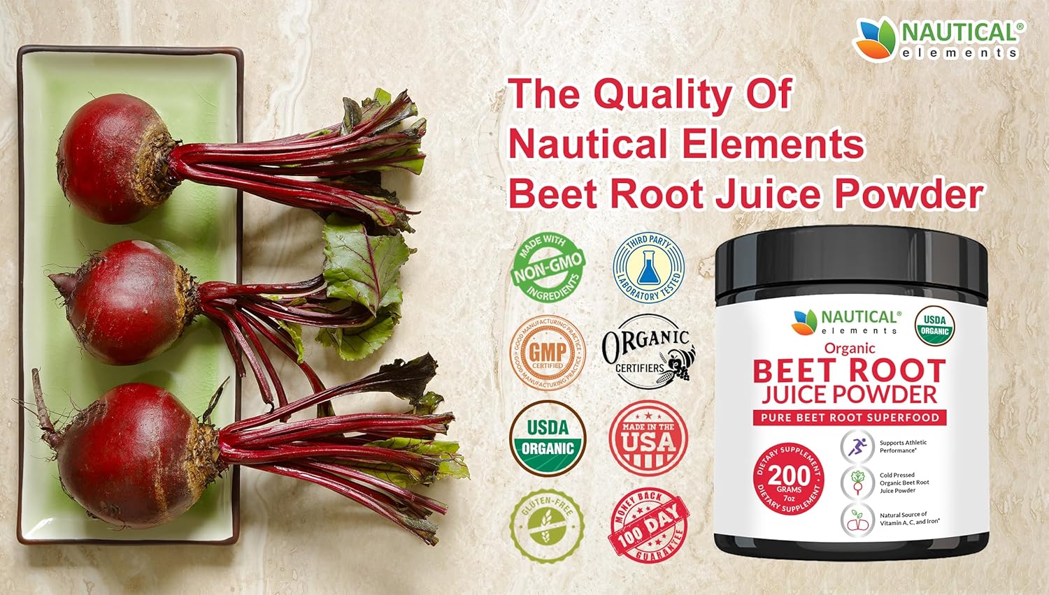 Beet Juice Powder Organic - Cold Pressed - 20:1 Concentrate - Concentrated Beet Root Powder - Nitric Oxide - Circulation Support - 57 Servings of Beet Root Supplement - 7oz