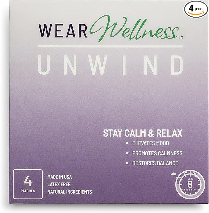 Unwind Film Patches - Topical Patches for Relaxation and Calm - Patch with Ashwagandha, Rhodiola, and GABA - Natural Support for Mind & Body - Long-Lasting Effect - 4 Pack