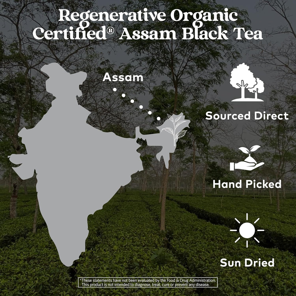 Organic India Purely Assam Black Tea - Caffeinated Herbal Tea Bags with Natural Assam Leaves, Enjoy with Milk & Sweetener, USDA Organic, Non-GMO, Fairtrade Certified - 18 Bags (Pack of 3)
