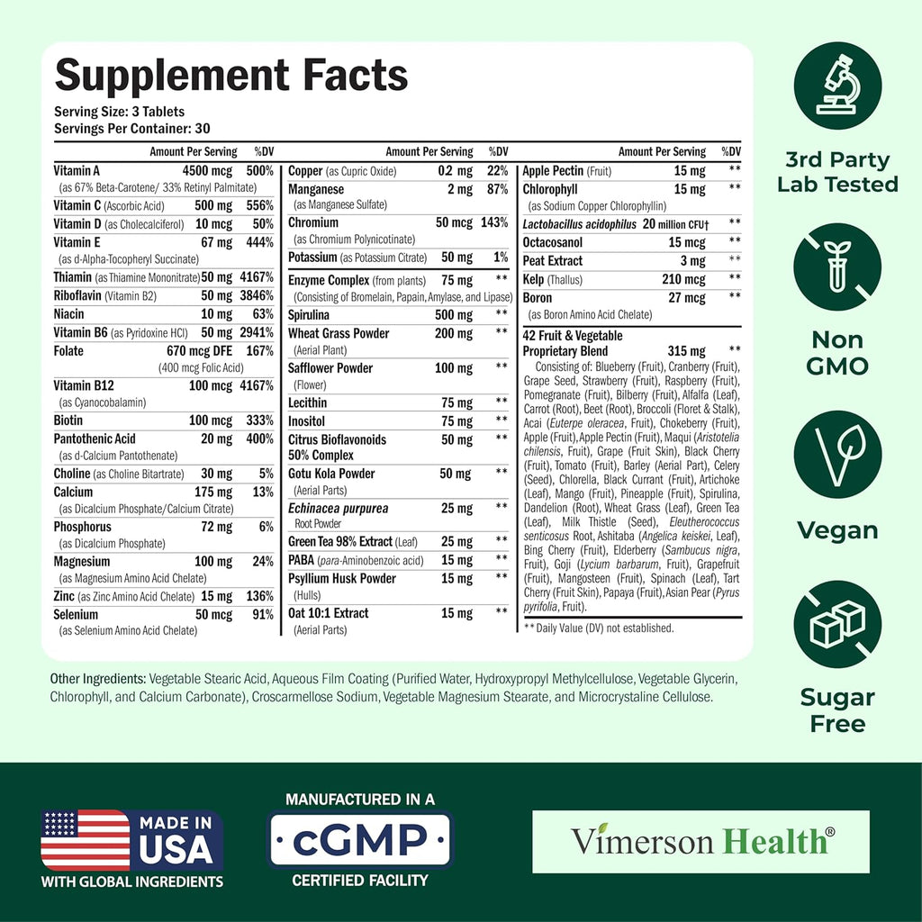 Vegan Multivitamin for Women & Men - Essential Multivitamins & Multiminerals 90 Tablets with Vitamin B12, A, D, C, Zinc, Magnesium & More for Total Body Wellness - 23 Key Nutrients & Vitamins