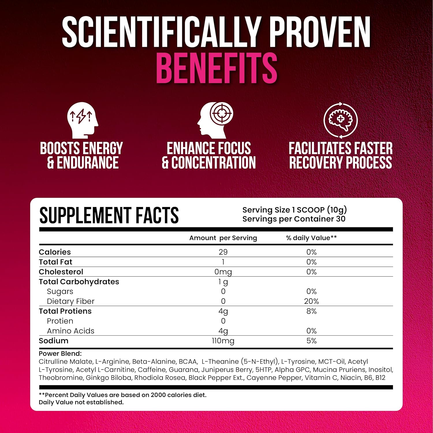 Oneshot Pre Workout Powder for Men and Women - BCAAS Amino Acids Supplement Powder, 200mg Caffeine, Beta Alanine Powder, Citrulline Malate Preworkout Powder - Fruit Punch - 30 Servings