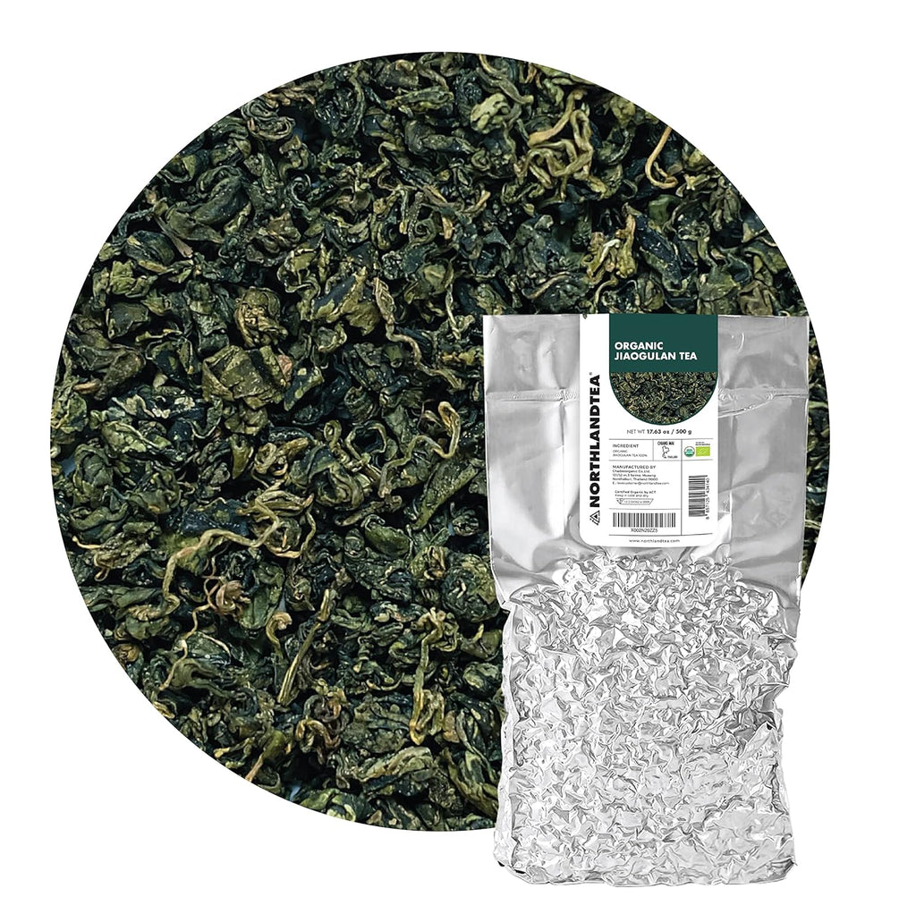 Organic Gynostemma Tea - Jiaogulan Tea 17.63 OZ (400+ cups) – Certified USDA & EU Organic – Loose Leaf - Caffeine Free - Directly from Thailand Local farmer - Eternal life Herb - Northlandtea