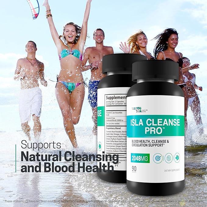 Isla Cleanse Pro - Our Best Vein Health & Artery Health Full Body Cleanse Detox Supplement - Blood Cleanse Detox - Island Cleanse Heart Healthy Solution - Arteries Cleanse Body Detox Cleanse Tea Caps