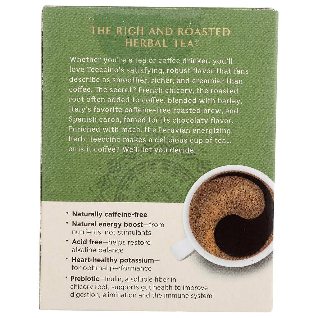 Teeccino Maca Chocolaté Herbal Tea - Rich & Roasted Herbal Tea That’s Caffeine Free & Prebiotic with Natural Energy from Adaptogenic Peruvian Maca, 10 Tea Bags (Pack of 6)