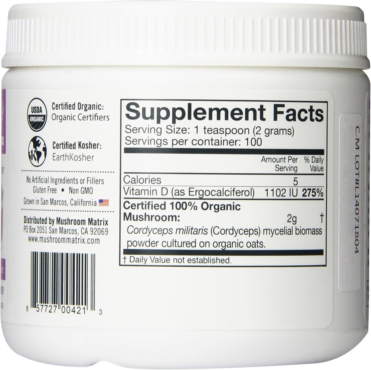 Om Organic Mushroom Superfood Powder, Cordyceps, 100 Servings, Energy and Endurance Support Supplement, 7.05 Ounce (Pack of 1)