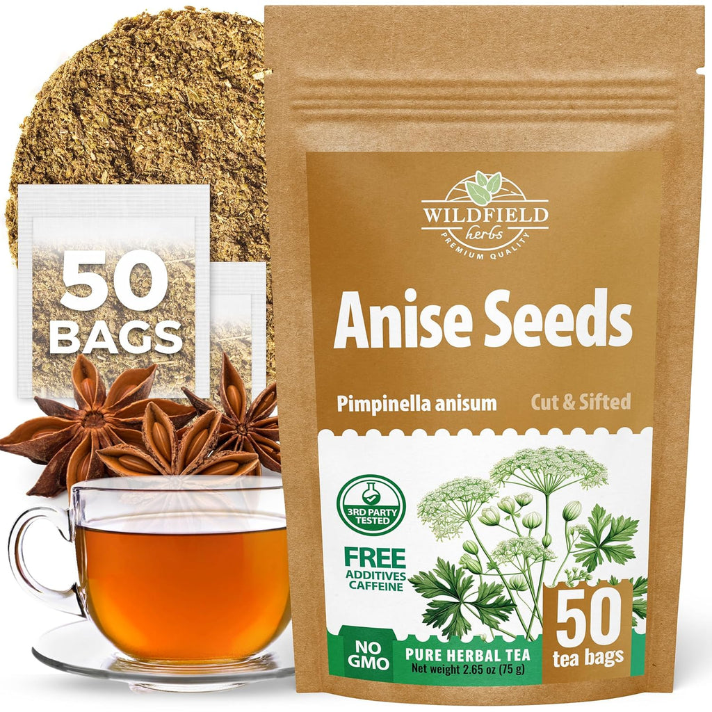 50 Bags Dried Anise Seeds Anaise Seeds Herb Tea (Pimpinella Anisum) - 50 Count 1,5 g Bags Anise Seed Herbal Tea Semilass De Anis