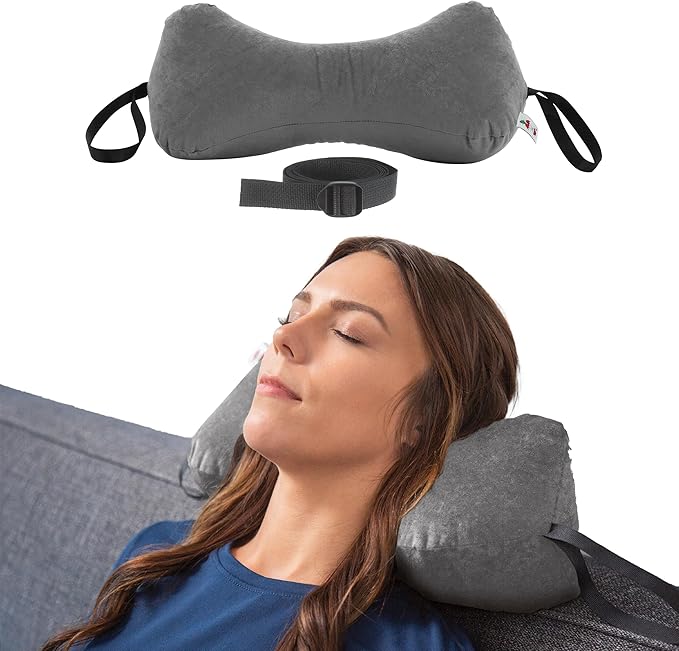 Core Products Sleep Log Bone Shaped Chiropractic Neck and Back Pillow for Cervical Support, Adjustable Firmness - Travel or Use at Home, 15" x 7" x 7", 60" Strap