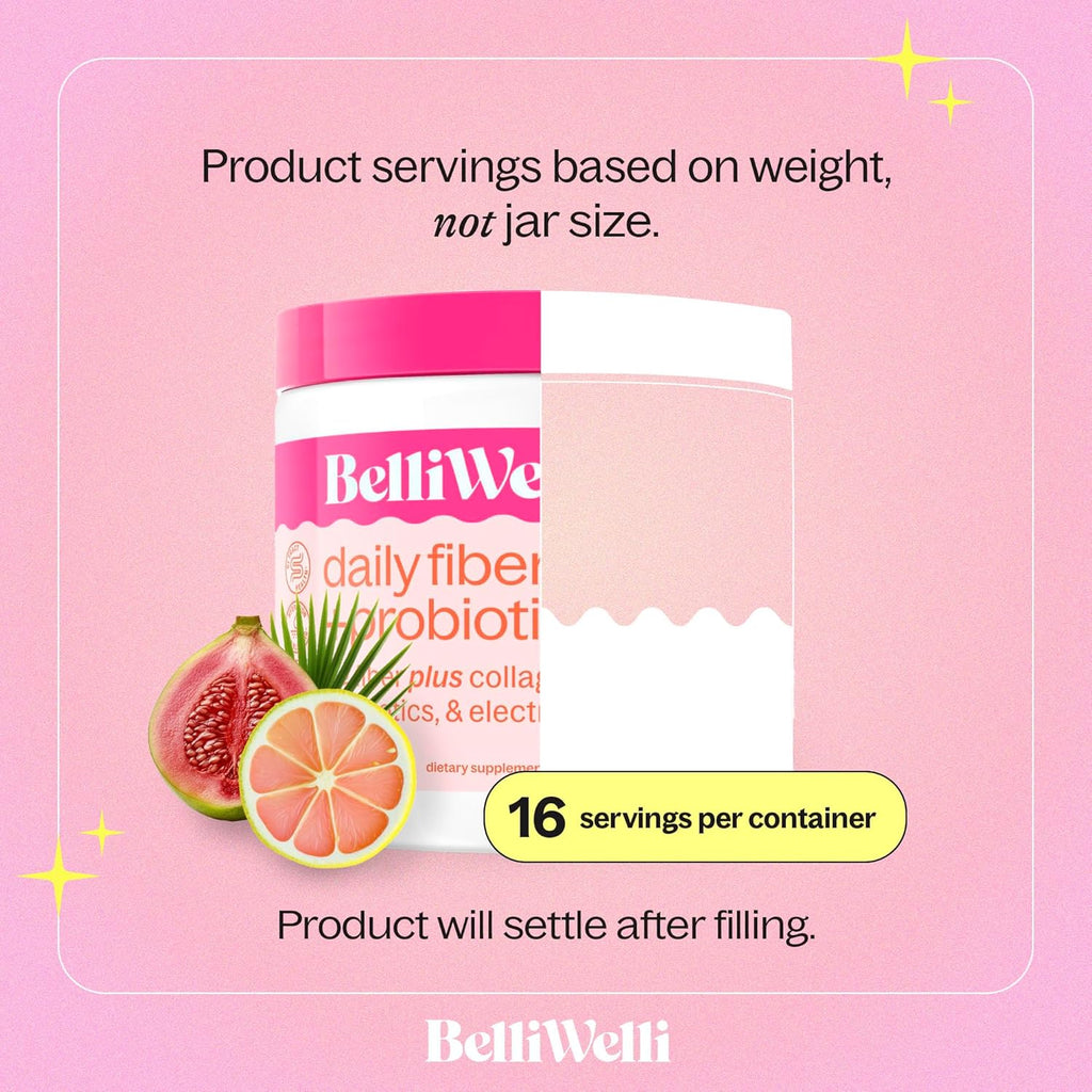 BelliWelli Fiber Supplement for Women & Men – Premium Daily Fiber Powder from Organic Acacia with Added Collagen, Electrolytes & Probiotics – No Bloat, Constipation & Gut Health Support (Tropical)