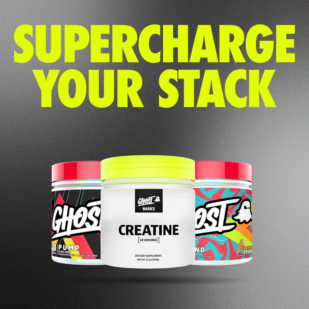 GHOST Basics Creatine Monohydrate Powder for Men & Women – 5G Creapure Creatine Workout Supplement for Muscle Gain – Vegan, Soy Free & Gluten Free - 50 Servings