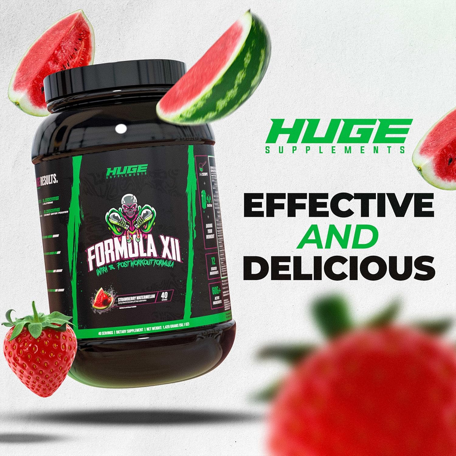 Formula XII Intra Workout Carbs & Post Workout Recovery Powder, Rapidly Absorbed, Boost Exercise Performance, Strength, Endurance & Hydration, 12 Science-Backed Ingredients (Strawberry Watermelon)