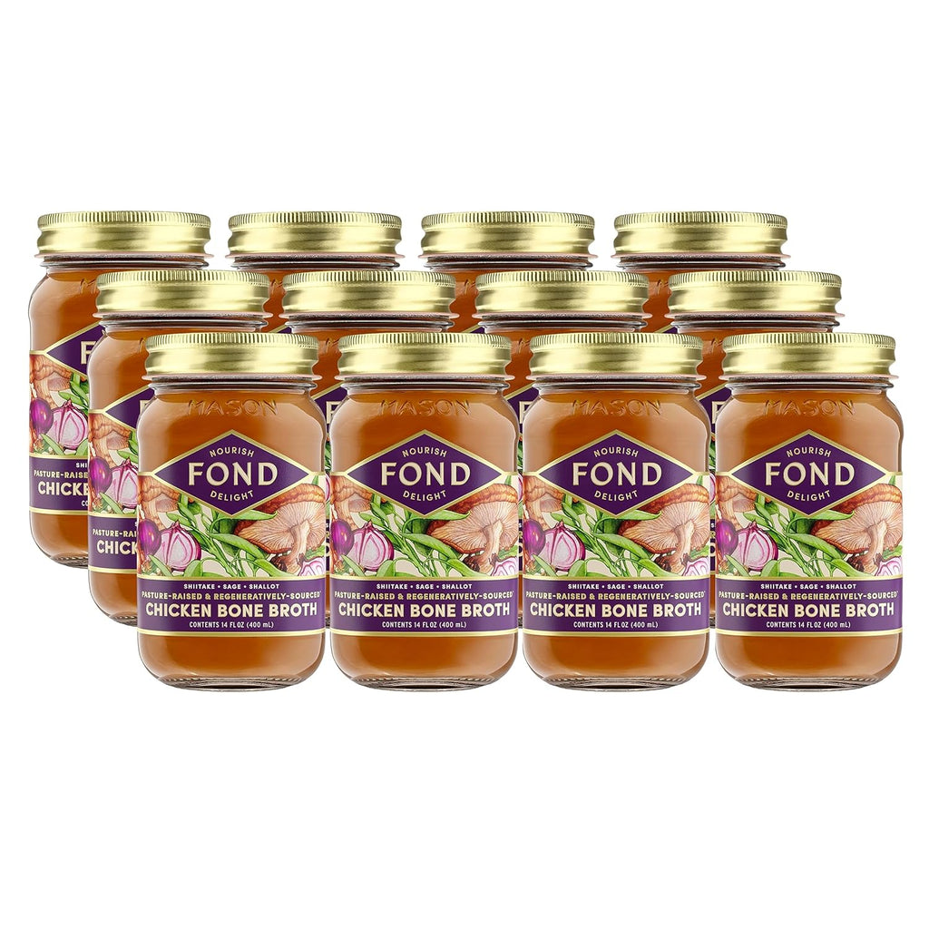 FOND Pasture-Raised Regenerative Chicken Bone Broth infused with Organic Shiitake & Sage