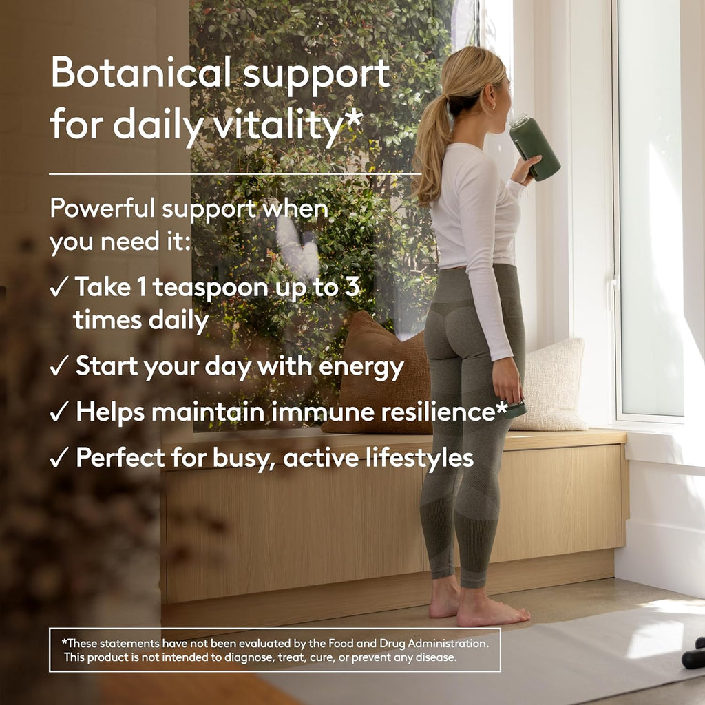Immune + Energy Syrup, Herbal Formula with Ashwagandha, Echinacea, Astragalus and Ginseng, High Absorption, Easy to Take, Caffeine-Free - 6.7 Fl oz (40 Servings)