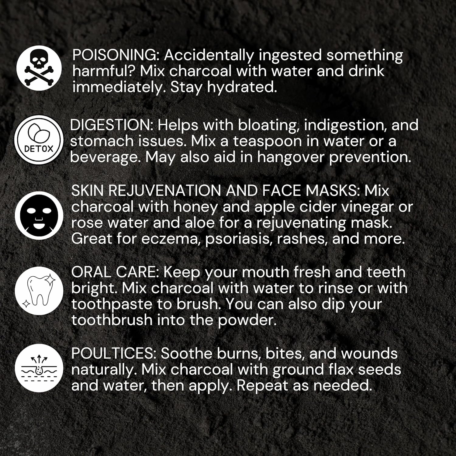 Activated Hardwood Charcoal Powder | Supports Skin, Body, Oral Health, Teeth Whitening | Dietary Supplement