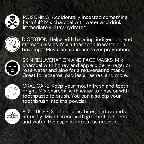 Activated Hardwood Charcoal Powder | Supports Skin, Body, Oral Health, Teeth Whitening | Dietary Supplement