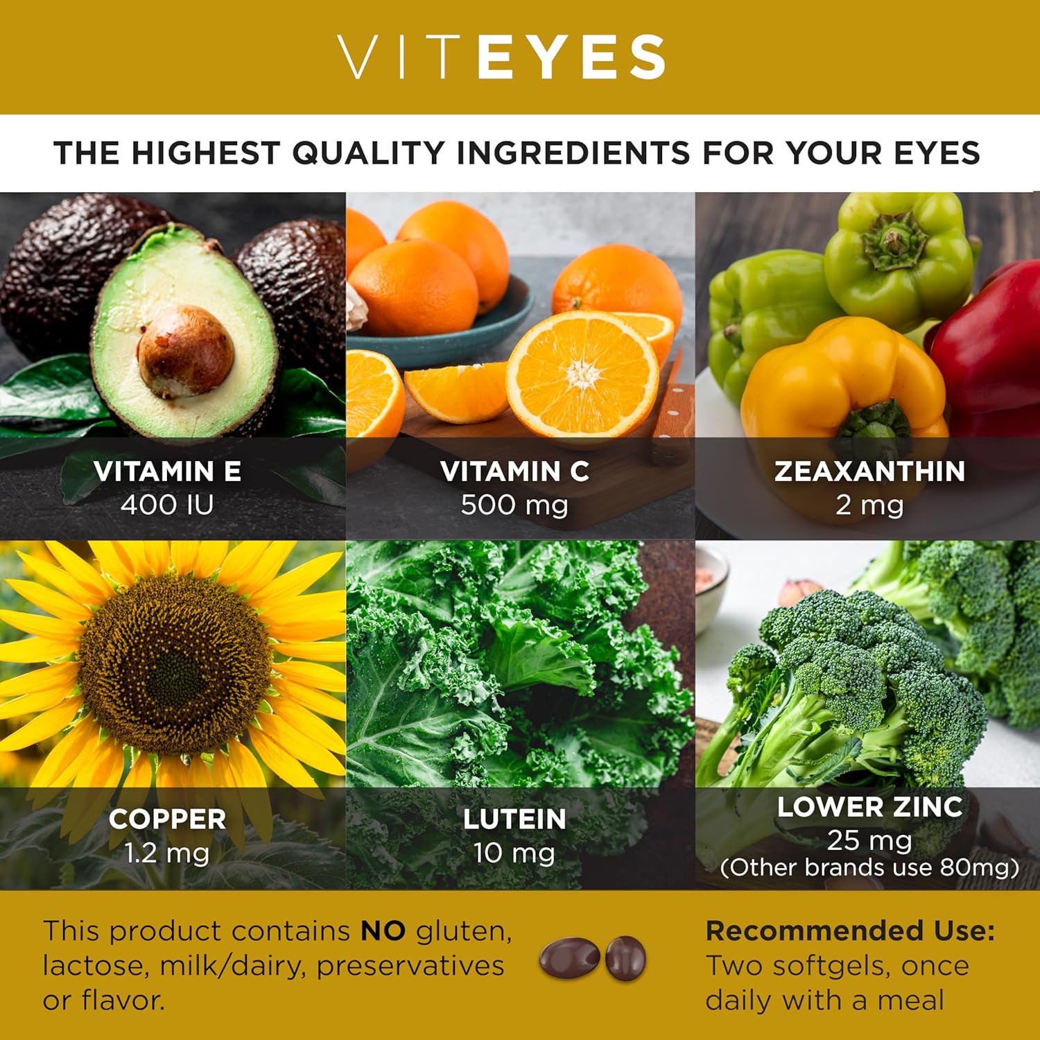 Viteyes AREDS 2 Classic Macular Health Formula Softgels, Eye Health Vitamin to Support a Healthy Macula, Lower Zinc, Eye Vitamins, Macular Vitamins, Beta-Carotene Free, 210 Softgels…