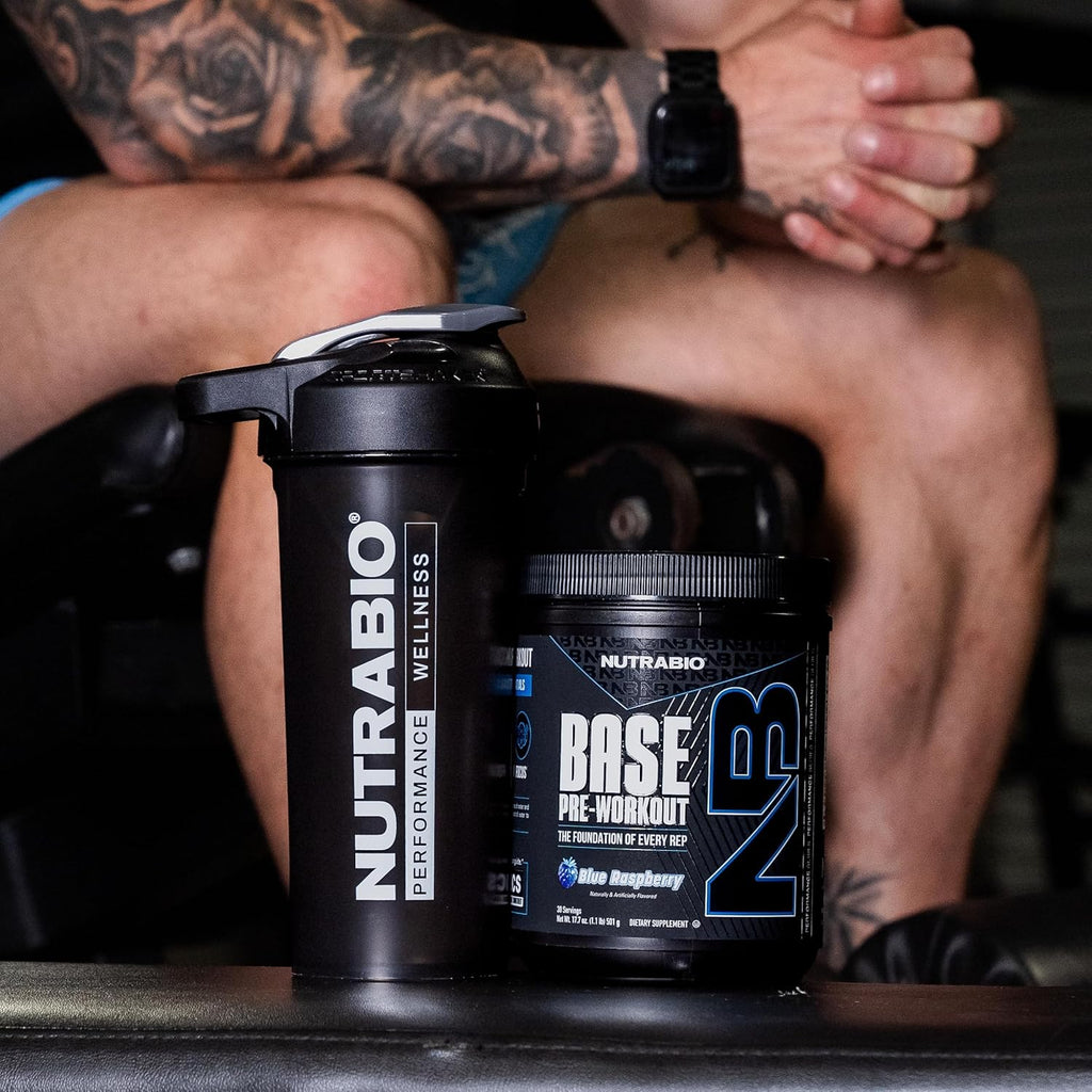 NutraBio Base Pre-Workout Powder 200mg Caffeine, Sustained Energy, Focus, Endurance, Pump, Sugar Free, Clean Preworkout for Men and Women - Beta Alanine, L-Tyrosine, 30 Servings - Blue Raspberry