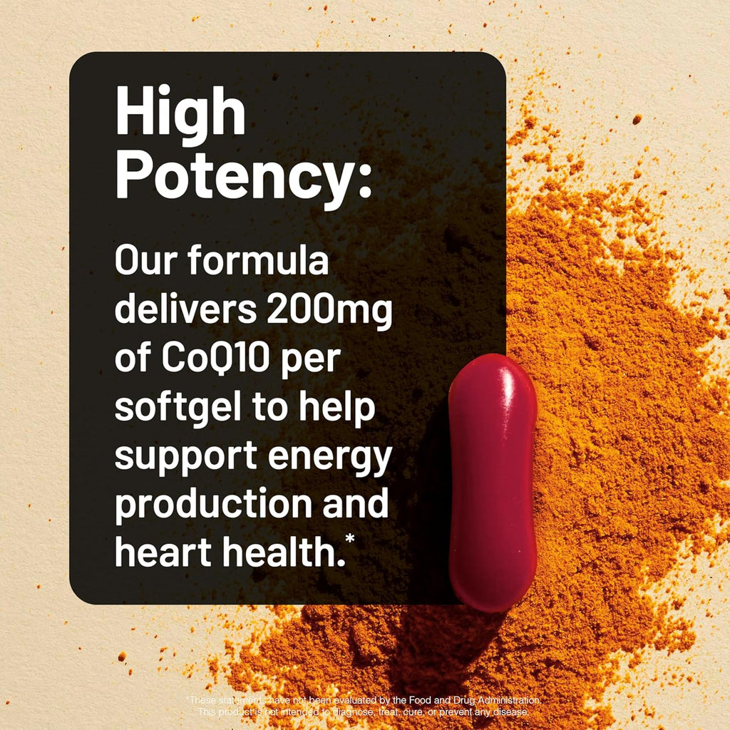 NatureWise CoQ10 200mg Softgels, High Potency Ubiquinone - Coenzyme Q10 Supplement - Antioxidant for Heart Health + Energy - Vegan, Non-GMO, Gluten-Free - 90 Count[3-Month Supply]