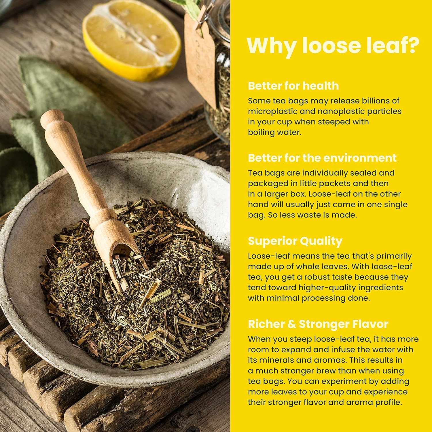 Gardenika Lemon Spearmint Organic Loose Leaf Tea, Herbal and Caffeine-Free Natural Blend – KSA Kosher, No Natural or Artificial Flavors – 4 oz (1 Pack)
