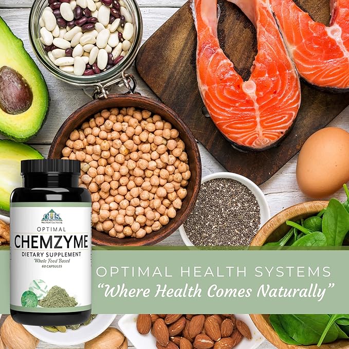 Optimal Health Systems Chemzyme | Proprietary Phthalate Detox Enzymes + Gluten/Dairy Digestion | Protection from Micro Plastics | 60 Capsules