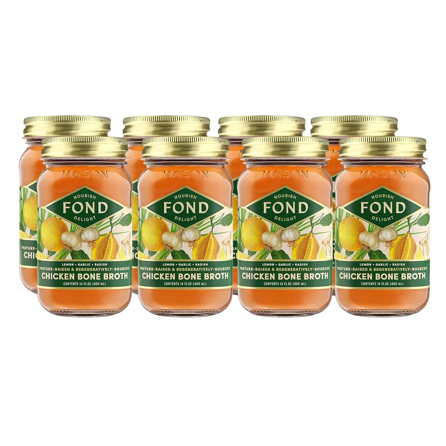 FOND Pasture-Raised Regenerative Chicken Bone Broth infused with Organic Lemon & Garlic