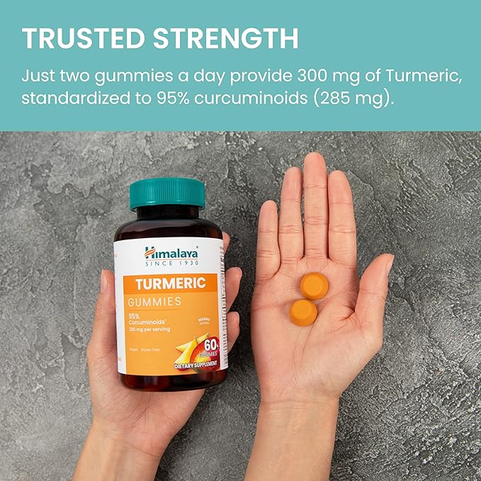 Himalaya Turmeric Gummies, Herbal Gummy Supplement for Joint Health, Mango Flavor, Vegan, Gluten Free, 285 mg, 60 Gummies