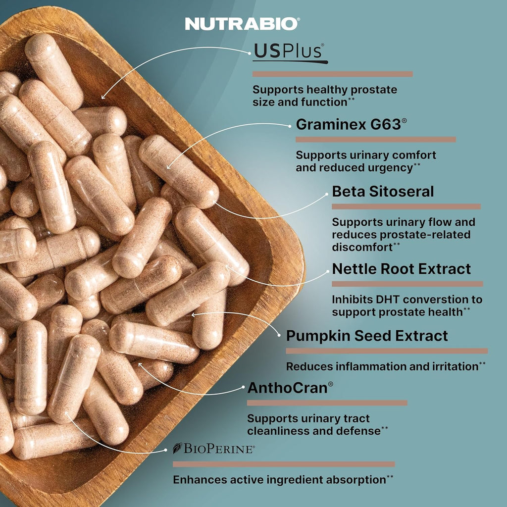 NutraBio Prostate- Advanced Prostate Function Support- Inflammation Defense and Antioxidant Support- 90 Capsules