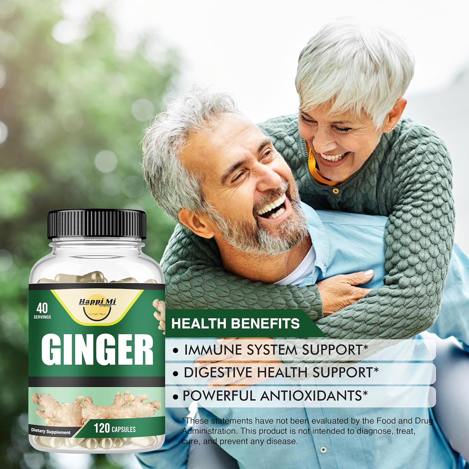Ginger Root Capsules Made with Organic Ginger Root Powder 2500mg per Serving, 120 Vegetable Capsule 40 Servings