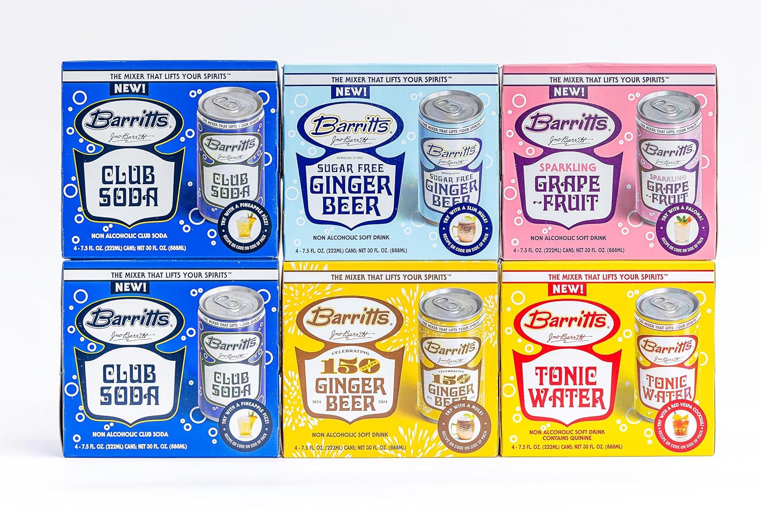 Barritt's Mixers - Double Club Mixer Set, Non-Alcoholic Soda Cocktail Mixer, 7.5 fl oz Cans, 24 Pack, Mini