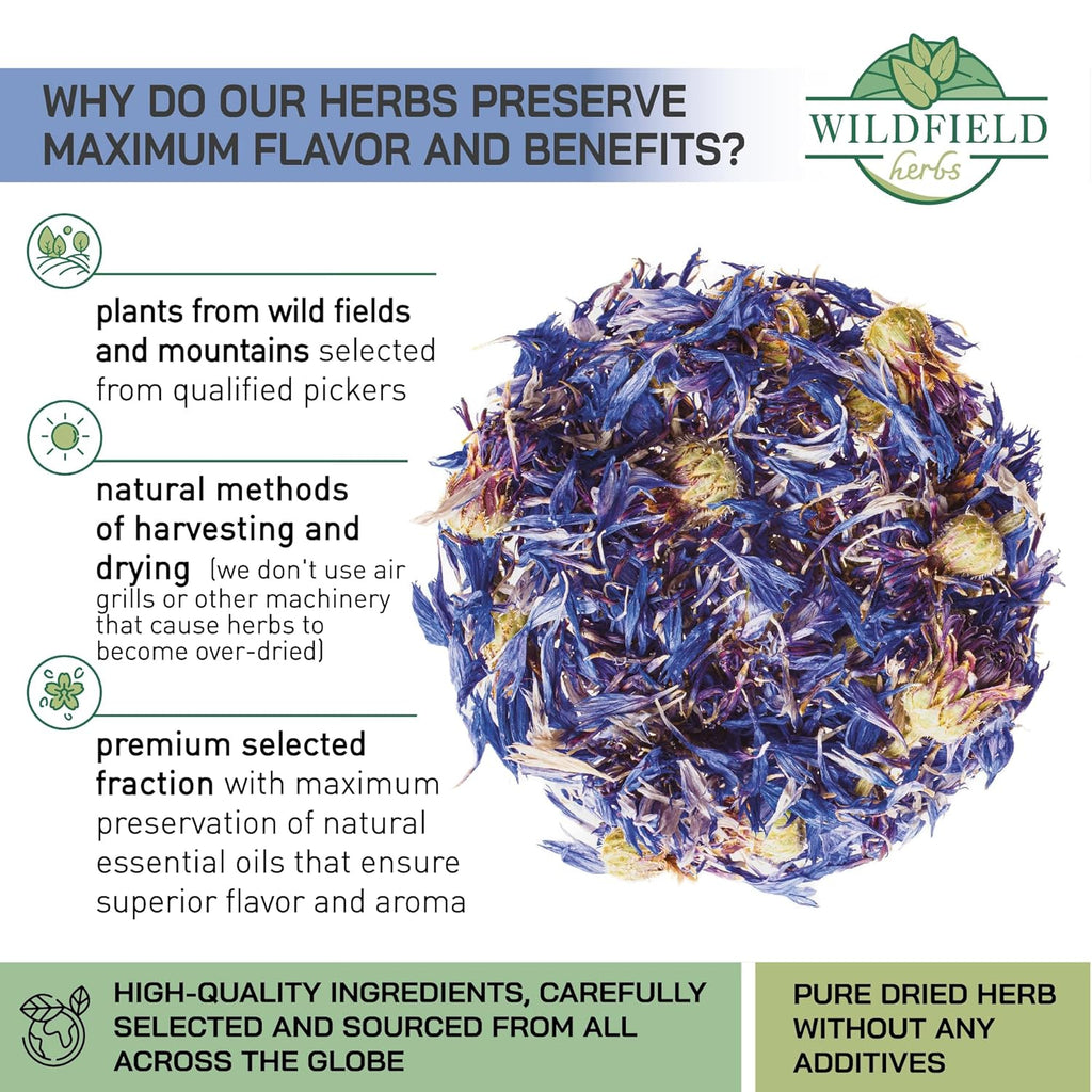 2 oz. Dried Blue Cornflower Flower Petals (Centaurea Cyanus) - 56g Blue Corn Flower Herb Tea Petals Bulk Herbal Tea