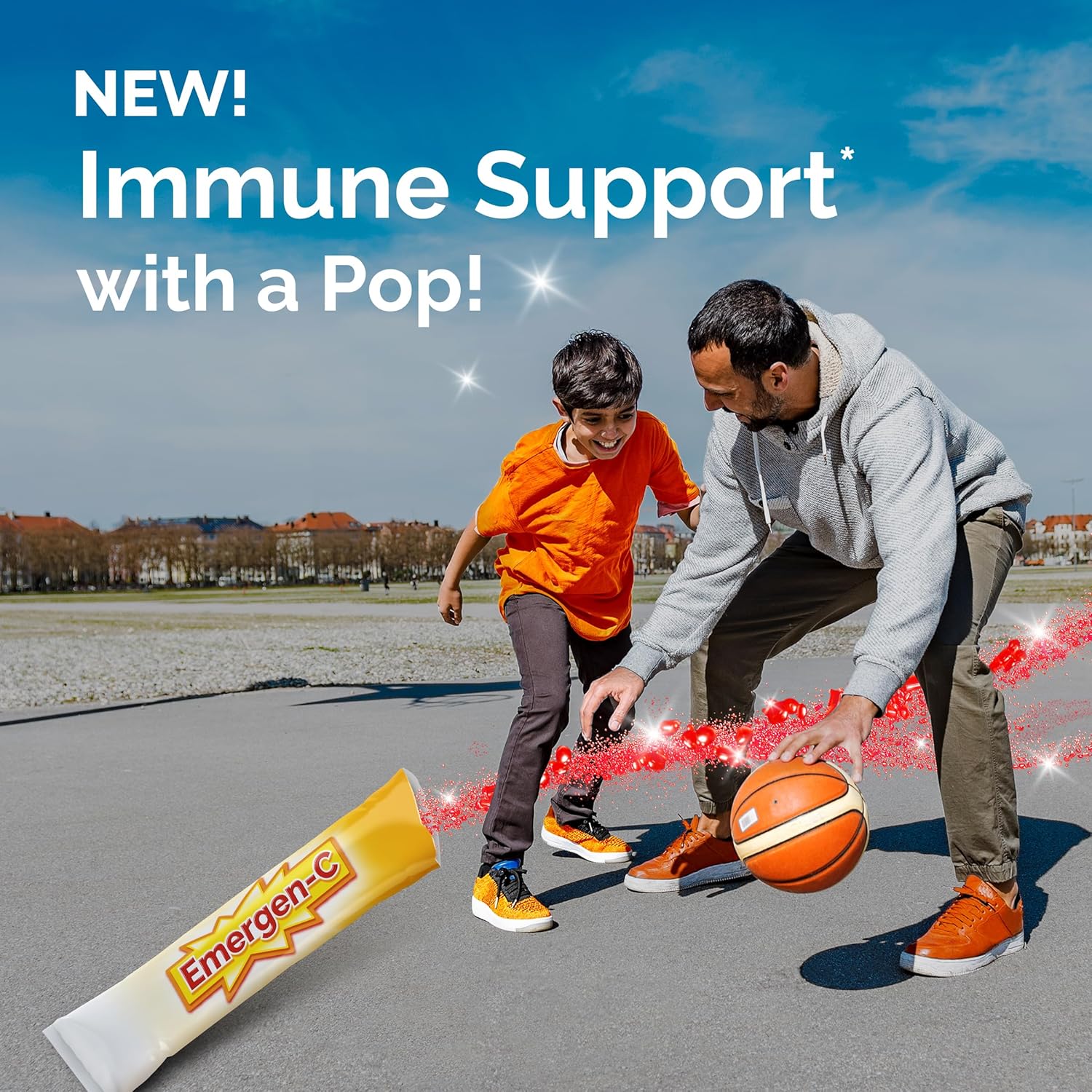 Emergen-C Kidz Crystals, On-the-Go Emergen-C Immune Support Supplement with Vitamin C, B Vitamins, Zinc and Manganese, Sparkly Strawberry, Stocking Stuffer - 56 Stick Packs