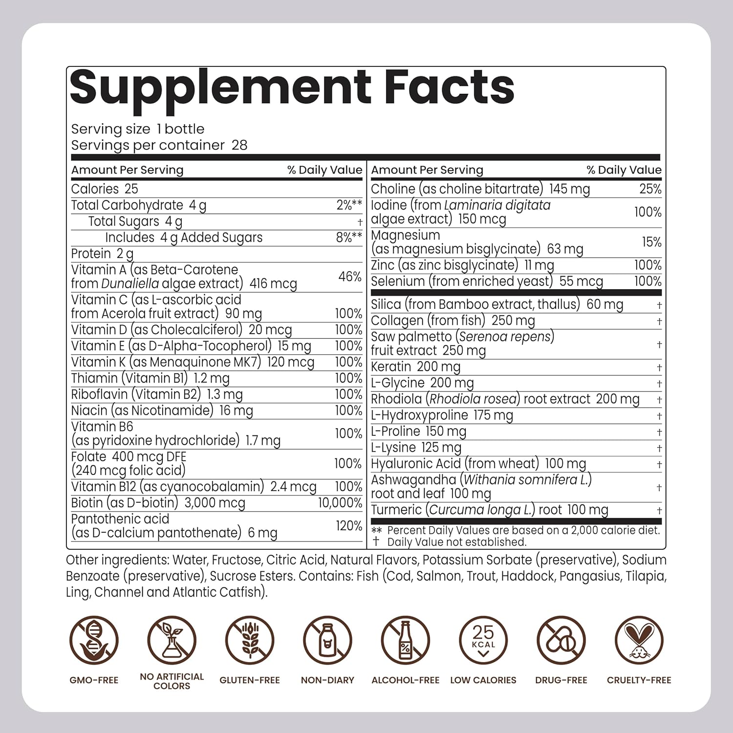Liquid Hair Growth Supplement with Biotin. Ready-to-Drink. Clinically Proven for Stronger and Shinier Hair, Less Shedding, + Scalp Coverage. Anti-Hair Loss. 28 Servings Ultimate Hair Booster
